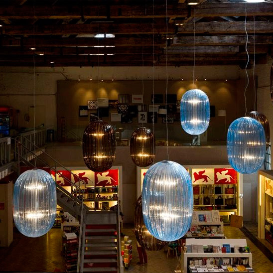 Подвесной светильник Cloyd KAROO P7 / выс. 50 см - синее стекло (арт.10514) от интернет-магазина IDODOM.RU
