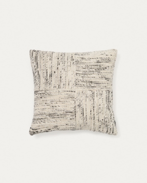 Чехол для подушки из жаккарда в бежевую и чёрную клетку Anuba 45 x 45 см