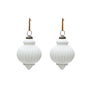 Набор из 2 рождественских шаров Irlo из белого переработанного стекла, Ø 10 см