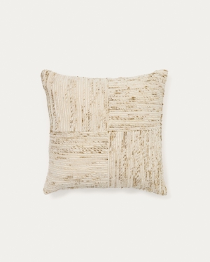 Чехол для подушки Anuba из жаккардовой ткани в бежевую и зелёную клетку 45 x 45 см