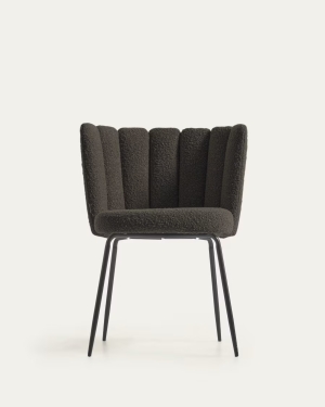 Стул Aniela из черной ткани букле и металла с черной отделкой