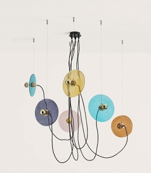 Люстра Fest 6L с разноцветными стеклянными дисками 1223