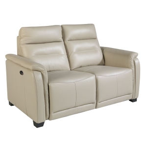 2-местный диван с реклайнером 6157 из серо-коричневой кожи