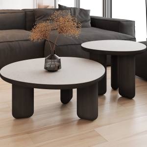 Журнальный столик Momo D600 массив / пластик hpl светлый бетон