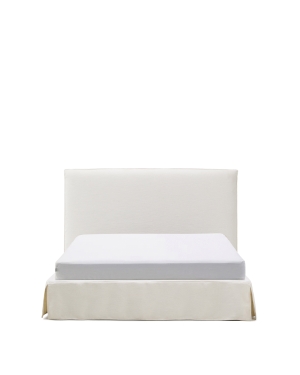 Кровать Jaira из белого шенилла со съемным чехлом для матраса 160x200 см