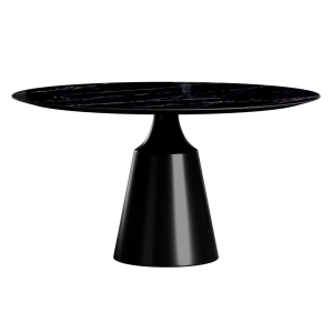 Стол круглый Lucas 120, керамика глянцевая, черная / опора черная