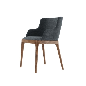 Стул с подлокотниками Magda без стежек,  массив бук, рогожка черный