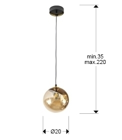 Подвесной светильник Dark 1L 20D черно/латунный от интернет-магазина IDODOM.RU