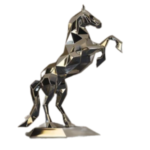 Лошадь. Полигональная скульптура из нержавеющей стали. Финиш: Полировка. Цвет: Хром.