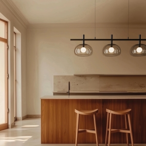 Люстра Cloud зелено-коричневое стекло/черный металл