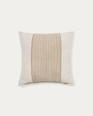 Чехол для подушки Zoren из льна бежевого цвета плиссированный 50 x 50 см