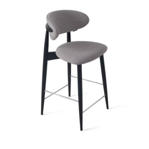 Стул полубарный Paolo, бук натуральный (эмаль черная), ткань, пепельно-серый