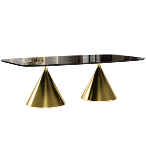 Стол овальный AXIS 200, керамика глянцевая, черная / опора золото