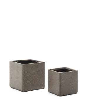 Набор из 2 кашпо Minoa коричневого цвета из песчаника 44 x 44 см