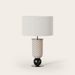 Настольная лампа Olas никель металл/черный мрамор с абажуром 801011/41