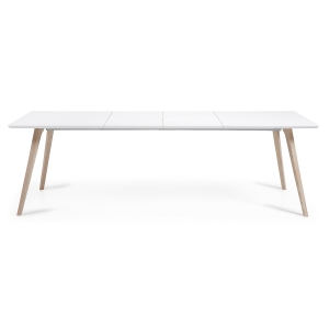 Стол Quatre 160(260)x100 ясень, матовый белый