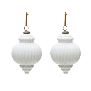 Набор из 2 рождественских шаров Irlo из белого переработанного стекла, Ø 13 см