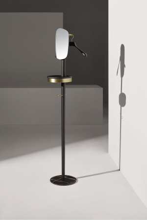 Вешалка напольная с зеркалом Momentos W черный ясень / мрамор Sahara Noir