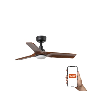Потолочный вентилятор HEYWOOD S Ш900 черный/орех 3P LED 10W TUYA