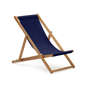 Adredna Уличный складной шезлонг из синей ткани и массива акации