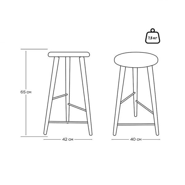 Стул полубарный BJORN, бук натуральный (эмаль черная) от интернет-магазина IDODOM.RU