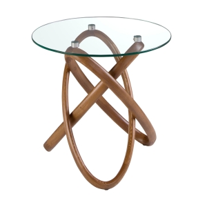 Приставной столик 2126/LT20051 из стекла и ореха