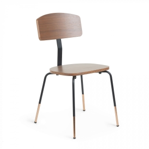 Стул Okay из черного металла и дерева ореха