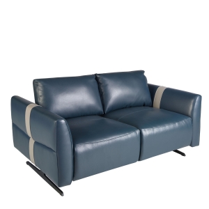 Диван 2-х местный кожаный 6195/KM5192-2P синего цвета