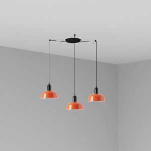 Подвесной светильник TATAWIN с абажуром красно-оранжевый металл 3xE27