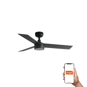 Потолочный вентилятор RUDDER S Ш1060 черный/ореховый 3P LED 18W DIM TUYA