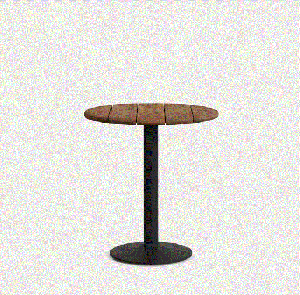 Стол Saura со столешницей из акации в отделке орех и основанием из черного металла Ø70