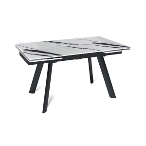 Стол раскладной Stone (140+40+40), керамика глянцевая Panda white