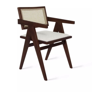 Стул с подлокотниками Franz, бук натуральный коричневый, букле белый