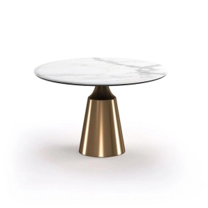 Стол круглый Lucas 100, керамика матовая, белая