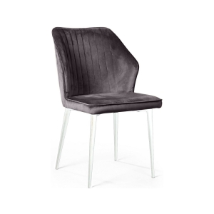 Стул Berg, бархат  светло-серый 26 / белый конус