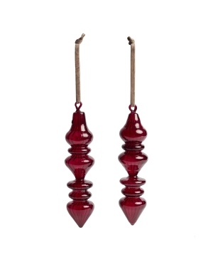 Набор из 2 подвесных украшений Lioren из переработанного красного стекла, 21 см