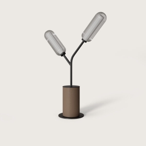 Настольная лампа Lari светло-серая кожа