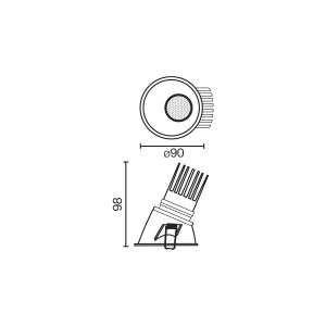 Tulipa Черный встраиваемый даунлайт ASIM 7W 24° 2700K CRI90 DALI