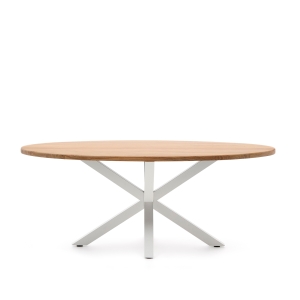 Овальный стол ARYA Argo из массива акации, белые стальные ножки 200x100