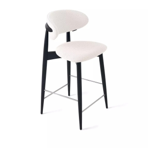 Стул полубарный Paolo, бук натуральный (эмаль черная), ткань, белый