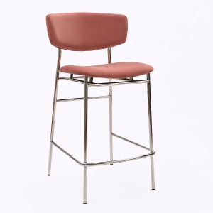 Стул полубарный Deimos, микровелюр розовый, опоры хром