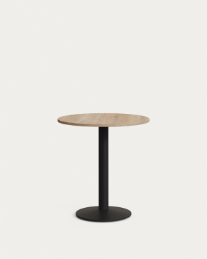 Esilda Круглый стол из меламина с натуральной отделкой и черной металлической ножкой Ø70x70