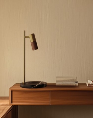 Настольная лампа Tura C коричневая кожа/золотой металл