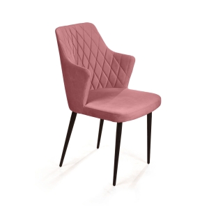 Стул с подлокотниками Hunt ромб, бархат пудровый 15 / чёрный конус