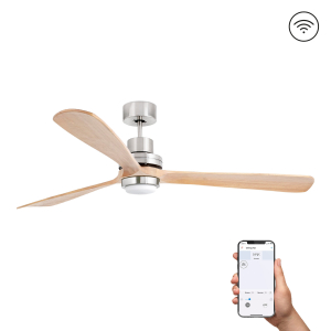 Вентилятор LANTAU-XL LED матовый никель/сосна DC SMART