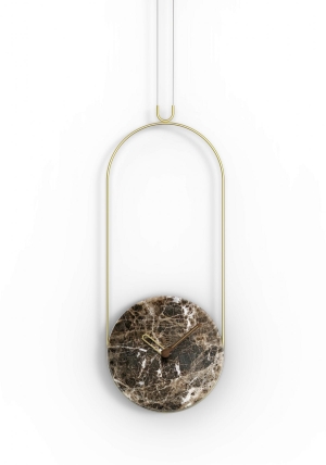 Часы настенные Colgante мрамор Emperador - латунный металл