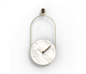 Часы Eslabon мрамор Calacatta Gold - латунный металл