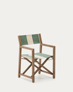 Уличный cкладной стул Vilara в зелёно-бежевую полоску из акации