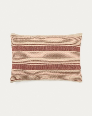 Чехол для подушки Aylin из терракотового и бежевого хлопка и вышивкой из джута 40 x 60 см