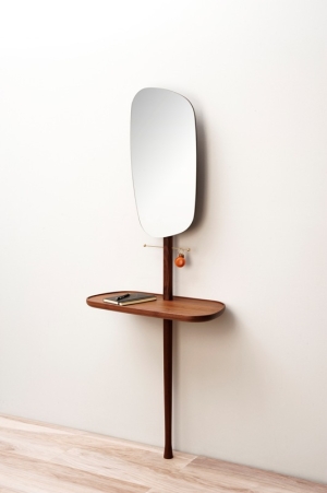 Консоль с зеркалом Momentos орех / латунь